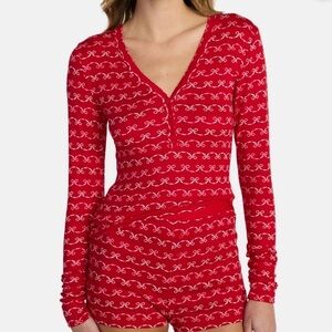 No Boundaries Red and White Women's Pajama Set